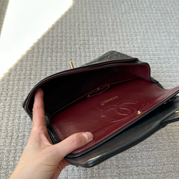 Authentic Chanel Vintage Black Flap with Gold Hardware Medium - Picture 7 of 9